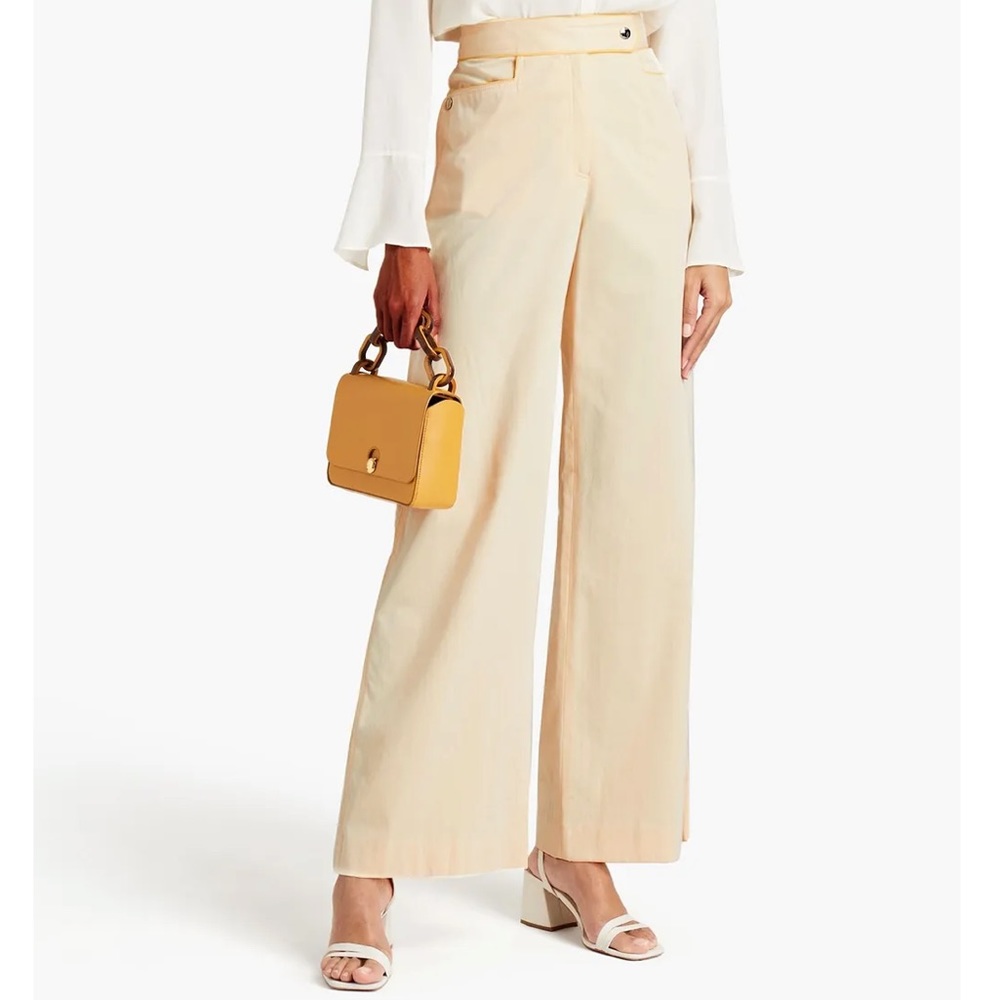 Tory Burch COTTON-BLEND WIDE-LEG PANT SNAP-DETAIL Size 2